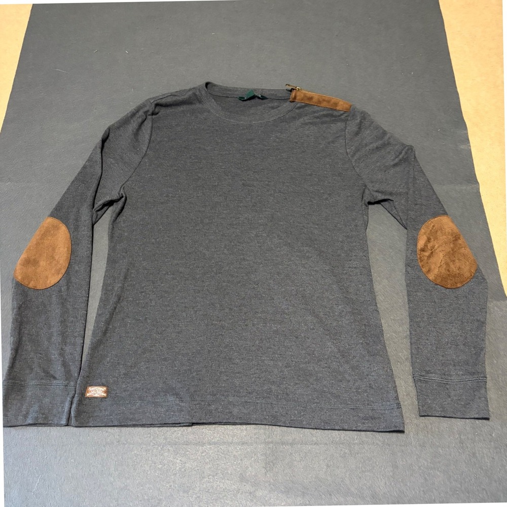 Lauren Ralph Lauren Women XL Long Sleeve Top Gray Suede Elbows Preppy Fall Core